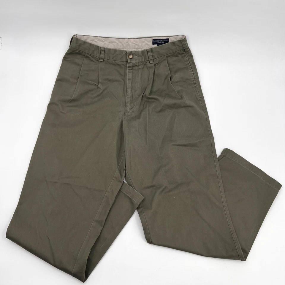 Daniel Cremieux Pants mens 33 Green Chino Khaki Pleated Straight Leg - Image 1 of 4