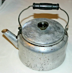 Rara Coldera de Té Vintage Century Aluminum Company 8-1 con Tapa Manija de Fianza Negra EE. UU. - Imagen 1 de 7