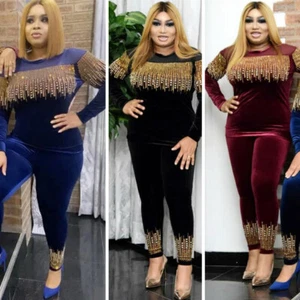 2PCS African Women Long Sleeve Blouse Top Pants Sets Sweatsuit Tracksuits Suit - Picture 1 of 16