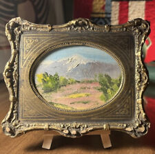 Vintage Small Gem Mini Oil Painting Mt. Whitney frm Lone Pine, California - 5x4”
