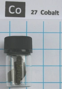 2 gram 99.93% Cobalt metal pieces in glass vial element 27 sample - Picture 1 of 3