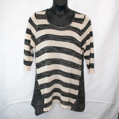 Suéter a Rayas One World Live and Let Live Para Mujer 2X Crema Plus Tejido Abierto G10X Foto 1 de 4