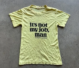 Vintage 70s St. Thomas Virgin Islands It’s Not My Job Man Yellow Cotton Tshirt M - Picture 1 of 4