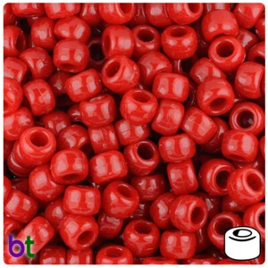 100x Opaque 9x6mm Barrel Plastic Pony Beads - Made in the USA - 28 Color choices - Picture 1 of 29