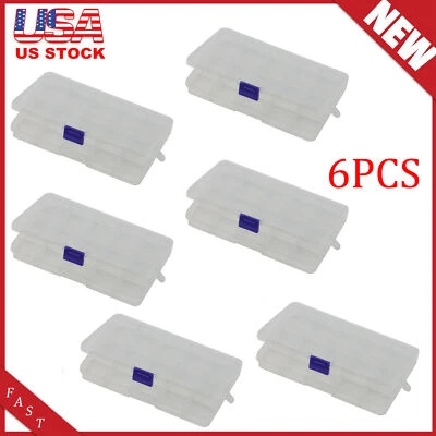 6 Pack Clear Jewelry Box Plastic Bead Storage Craft Container Earrings Organizer - Image 1 of 4