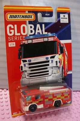 2021 Matchbox GLOBAL Series 1/14 SCANIA P 360 FIRE TRUCK ☆red/white☆FIRE RESCUE☆ - Image 1 of 2