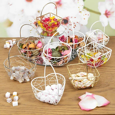 Verschiedene Draht Metallgeflecht Hochzeit Tisch ausgefallene Deko Brautjungfer kleine Körbe - Bild 1 von 4