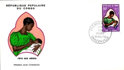 MOTHER'S DAY BREASTFEEDING NUTRITION FOOD 1970 CONGO 2 FDC - Image 1 of 2