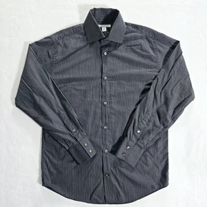 Banana Republic Dress Shirt Mens Button Up Size 15-15.5 Long Sleeve Gray Striped - Picture 1 of 17