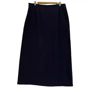 Suzanne Grae Skirt Size 18 Navy Blue Midi Lined Slit Zip Close Work - Picture 1 of 13