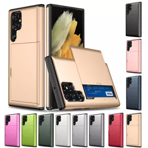 Hybrid Phone Case with Hidden Credit Card Holder For Samsung S24 24+ S23 S22 S21 - Picture 1 of 23