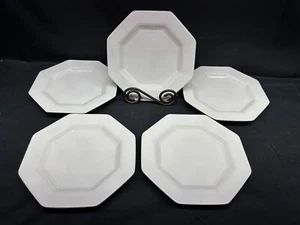 Set of 5 ~ Nikko "CLASSIC COLLECTION / WHITE" Japan ~ Octagon Salad Plates ~ 8" - Picture 1 of 8