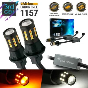 Syneticusa 1157 Switchback LED Turn Signal Parking DRL Light Bulbs White/Amber - Picture 1 of 9