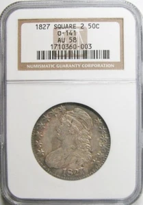 1827 Square 2 Capped Bust Half Dollar O-141 NGC AU-58 - Picture 1 of 2