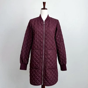 Zella Quilted Longline Maroon Jacket Coat - Picture 1 of 7