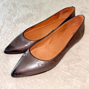 Frye graue Leder-Flats spitz zulaufend Größe 7M Regina Arbeit Party formell bequem - Bild 1 von 15