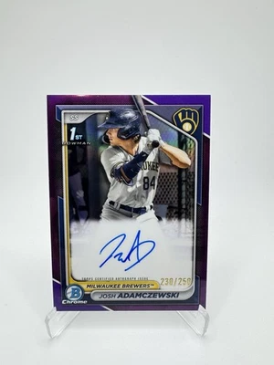 2024 Bowman Chrome Josh Adamczewski 1st Bowman Rookie Card Auto Purple /250. - Image 1 of 2