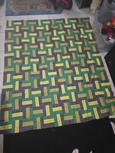 Vintage Green Patchwork Unfinished Quilt Handmade Partial 82.6" By 70" - Picture 1 of 3