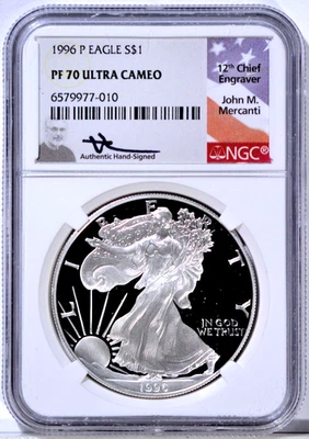 1996-P Proof Silver Eagle NGC PR70 Mercanti - Image 1 of 2
