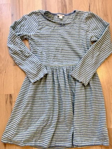 Girls J.Crew Crewcuts Striped Crinkle Knit Dress Blue Green Size 10 Long Sleeve - Picture 1 of 4