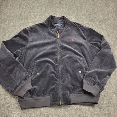 Polo Ralph Lauren Aviator Corduroy Bomber Jacket Mens XL Navy Blue - Image 1 of 4