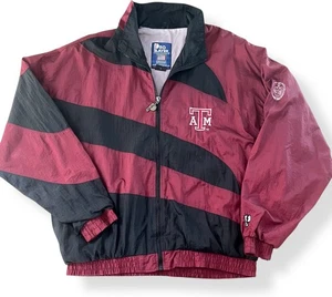 Vintage Texas A&M Aggies Jacket Pro Player Sharktooth Large 90's Maroon Black - Picture 1 of 12