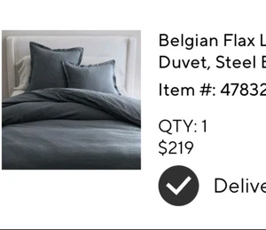 Belgian Flax Linen Double Flange Duvet Cover Steel Blue Twin Xl Pottery Barn - Picture 1 of 4
