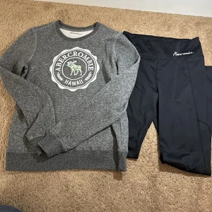 Abercrombie Kids Lot Sweatshirt And Black Leggings Size 13/14 Girls Embroidered - Picture 1 of 14