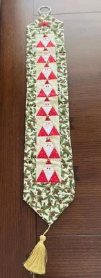 Винтажный вручную сшитый рождественский колокол тянуть Санта Клаус Jingle колокола золотой кисточки 33» L - Изображение 1 из 4