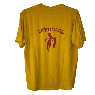 Vintage Jerzees Hawaii Lifeguard Kaneohe Bay Shirt Men XL Yellow USA Made Surf - Image 1 of 4