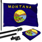 G128 Combo: 6 Ft Flagpole Black & Montana Flag 3x5 Ft Printed 150D Polyester