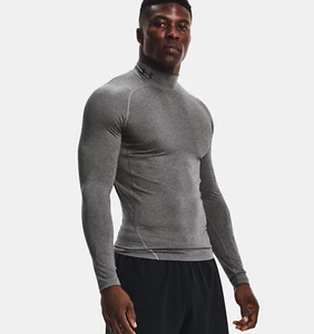 Under Armour HeatGear Men's Compression Base-Layer Long Sleeve Mock Large Grey - Picture 1 of 6