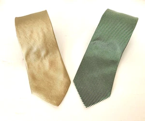2-Brooks Brothers Makers Silk Ties Green Stripe Gold Solid Preppy 3.75"x57"-USA - Picture 1 of 6