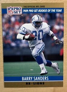 Barry Sanders 1990 Pro Set 1989 Rookie Of The Year Card #1, NM-MT