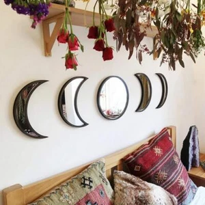 Keweis 5 Pieces Scandinavian Natural Decor Acrylic Wall Decorative Mirror - Picture 1 of 8