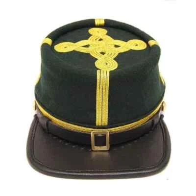 Francotirador verde Berdans de la Guerra Civil de Estados Unidos Generales Kepi 4 filas de trenza todas las tallas Foto 1 de 4