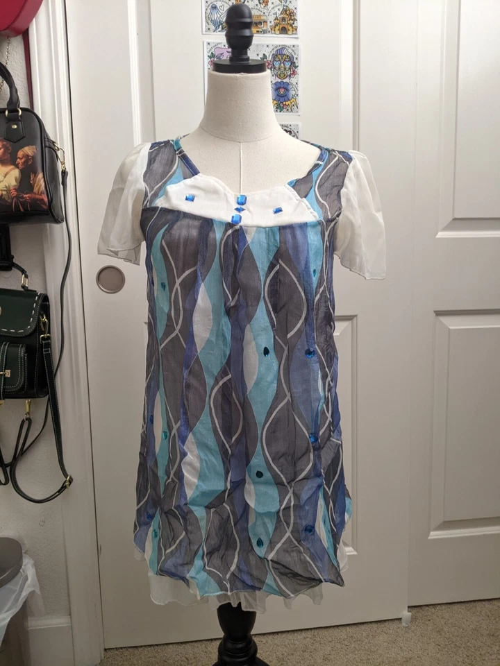 Top Disfraz Baile Usado Azul y Blanco - Talla Mediana Foto 1 de 3