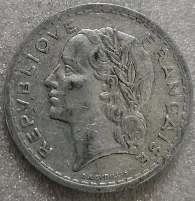 Moneda de 5 francos Francia 1945 (B393) Foto 1 de 3