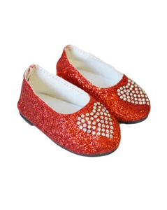 Doll Clothes 14.5" Shoes Red Heart Rhinestone Sparkle Fits 14.5" AG WELLIE DOLLs - Picture 1 of 4