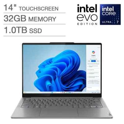 Lenovo Ideapad Slim 7i 14" OLED Touch Laptop Ultra 7 155H 32GB 1TB 83D80003US - Image 1 of 4
