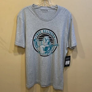 True Religion TShirt Medium M Heather Gray Buddha Tee Crew Neck NWT $59.00   T13 - Picture 1 of 8