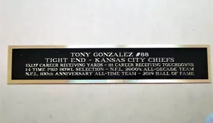 Tony Gonzalez Kansas City Chiefs Nameplate For A Football Photo Plaque 1.5" X 6" - Picture 1 of 12