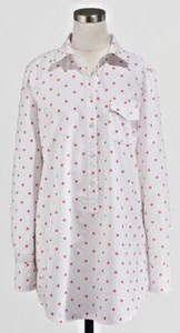 Blusa túnica Oxford punteada J.CREW blanca rosa lunares #09504 talla XS - Imagen 1 de 9