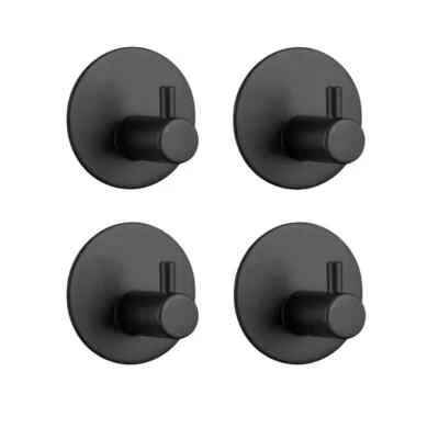 Handtuchhalter selbstklebend Handtuchhaken ohne bohren Edelstahl Schwarz 4 stück - Bild 1 von 4