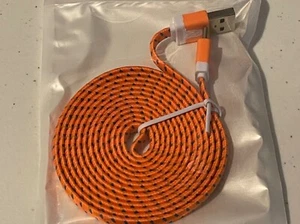 Flat Braided Nylon Noodle Fabric Charger Cable for Micro USB C TYPE reversible - Picture 1 of 30