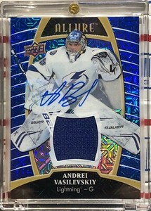 2020-21 UPPER DECK ALLURE ANDREI VASILEVSKIY, #38, AUTO, JERSEY,BLUE LINE #06/25
