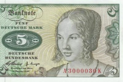 2.1.1960 ALEMANIA 5 MARCOS ALEMANES ~1ª edición~ "A" **3000030** ((GEMA UNC)) Foto 1 de 4