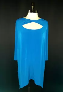 NEW CATHERINES Plus Size 1X 18W 20W Shirt Top Blue Stretch 3/4 Sleeve - Picture 1 of 4