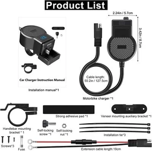 Motorrad Elektroauto Ladegerät USB Anschluss Steckdose Buchse Adapter 12V 24V - Zdjęcie 1 z 7