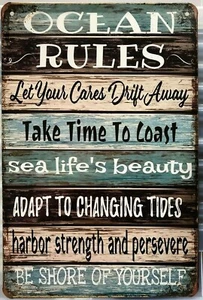 BEACH Garage Rustic Look Vintage Tin Signs Man Cave, Shed & Bar Home Decor - Picture 1 of 2